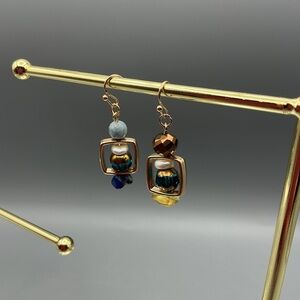 Artisan Amazonite Sodalite Glass Pearl Earrings